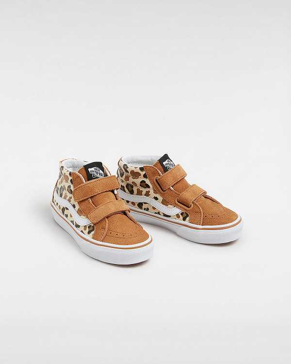 Brown Vans Sk8-Mid Reissue Hook and Loop (4-8 years) Kids' Sneakers | VN6847521