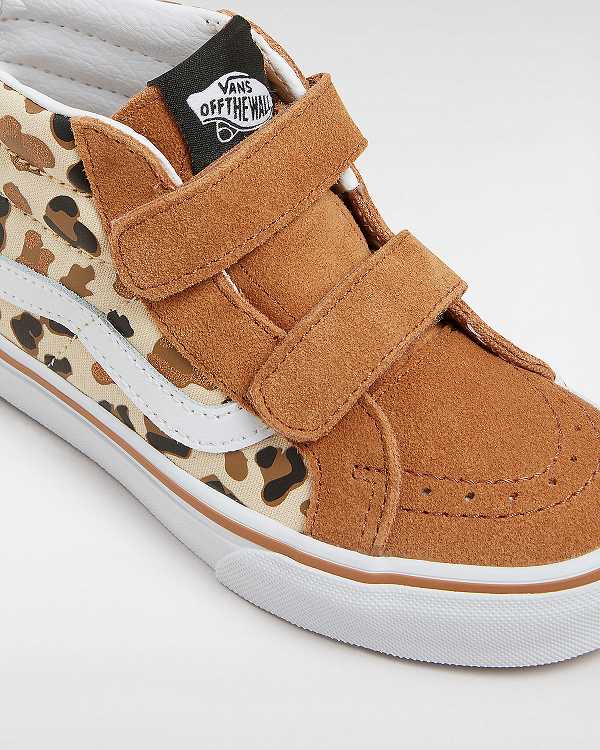 Brown Vans Sk8-Mid Reissue Hook and Loop (4-8 years) Kids' Sneakers | VN6847521