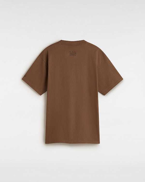 Brown Vans Skate Pedro Delfino Men T Shirts | VN4560328