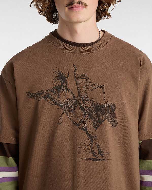 Brown Vans Skate Pedro Delfino Men T Shirts | VN4560328