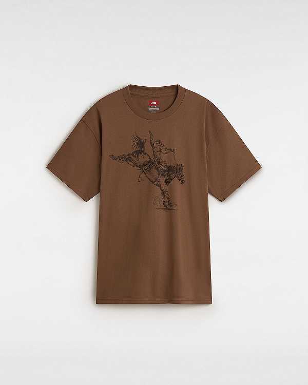 Brown Vans Skate Pedro Delfino Men T Shirts | VN4560328