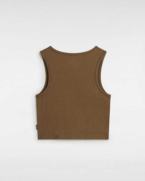 Brown Vans Small Staple Fitted Crop Women Tank Top | VN9406537