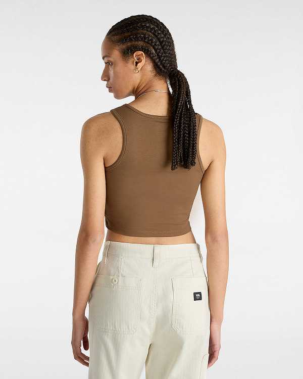 Brown Vans Small Staple Fitted Crop Women Tank Top | VN9406537