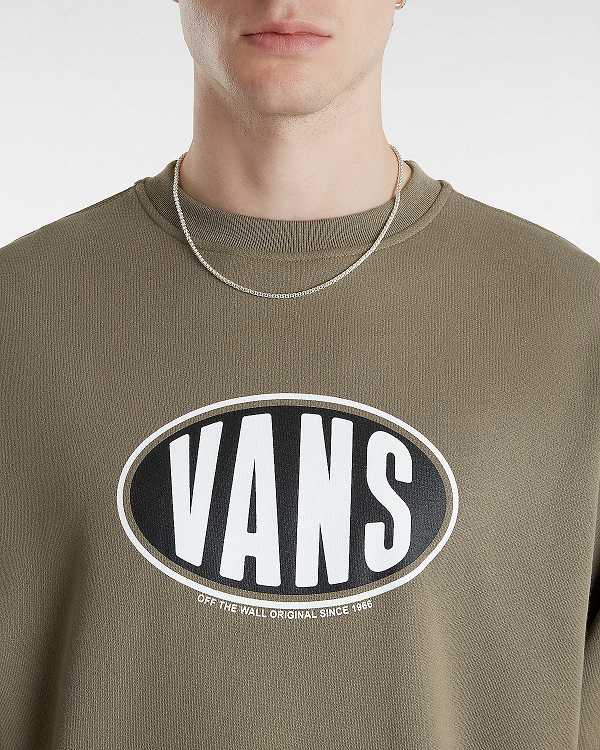 Brown Vans Spray On Loose Crew Men Sweatshirt | VN9748051