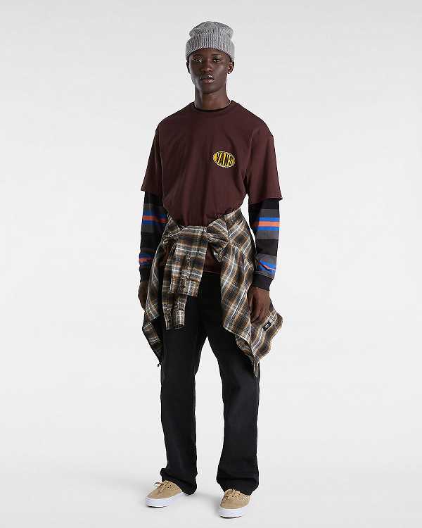 Brown Vans Spray On Men T Shirts | VN1340896