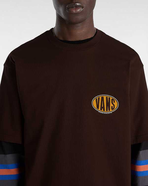 Brown Vans Spray On Men T Shirts | VN1340896