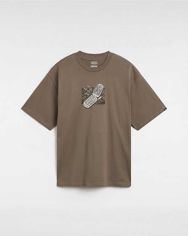 Brown Vans Take The Call Men T Shirts | VN6325914