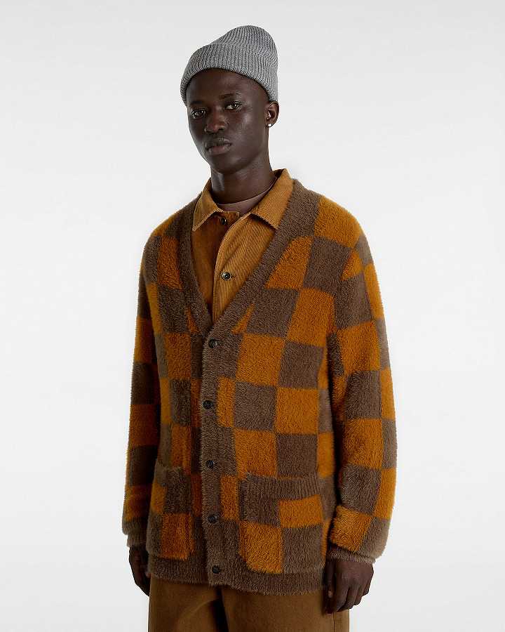 Brown / Orange Vans Canfield Checkerboard Men Cardigan | VN2759043