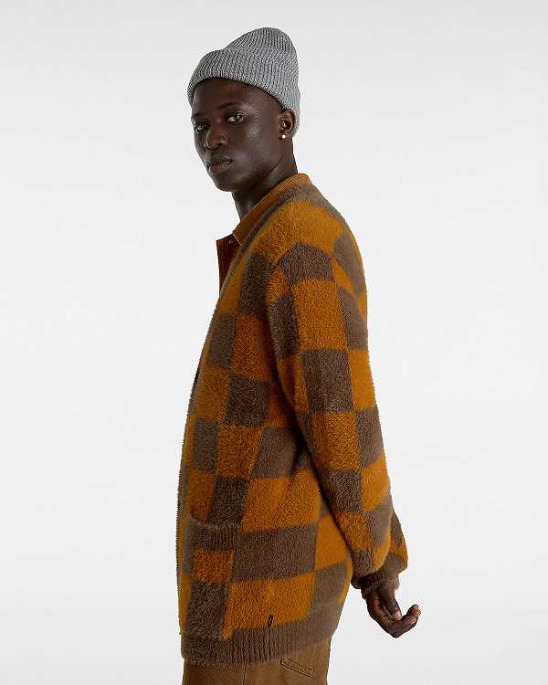 Brown / Orange Vans Canfield Checkerboard Men Cardigan | VN2759043