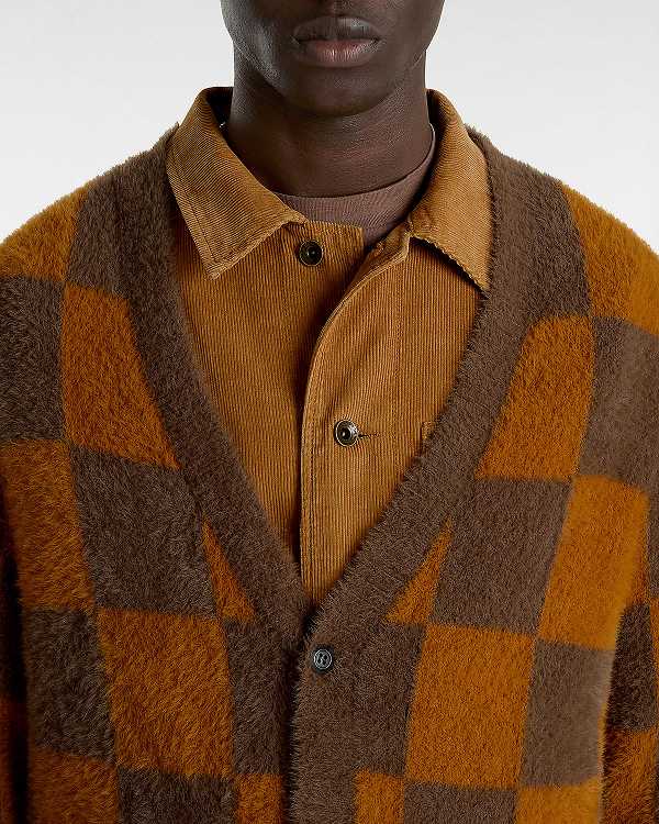 Brown / Orange Vans Canfield Checkerboard Men Cardigan | VN2759043