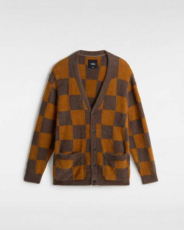 Brown / Orange Vans Canfield Checkerboard Men Cardigan | VN2759043