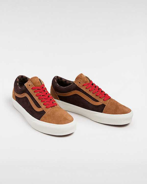 Brown / Orange Vans Old Skool Pig Suede Women Sneakers | VN1045793