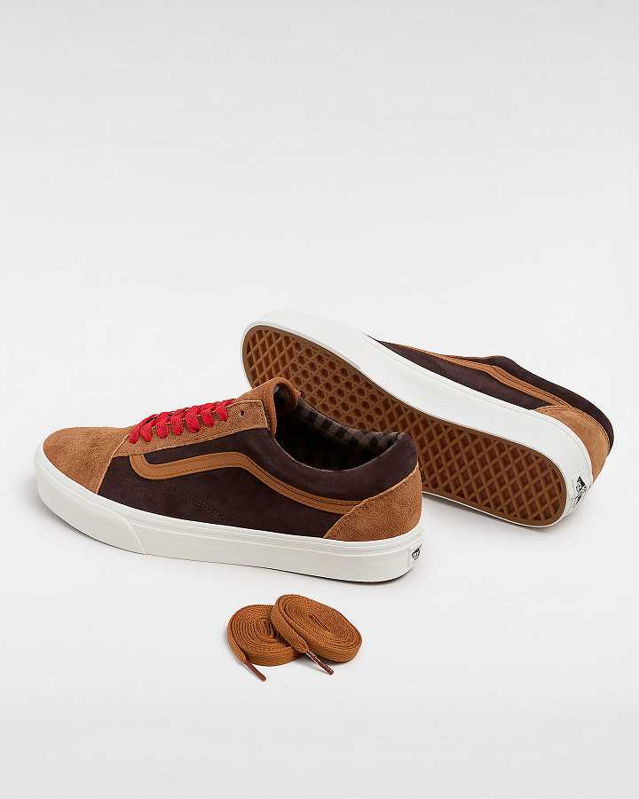 Brown / Orange Vans Old Skool Pig Suede Women Sneakers | VN1045793