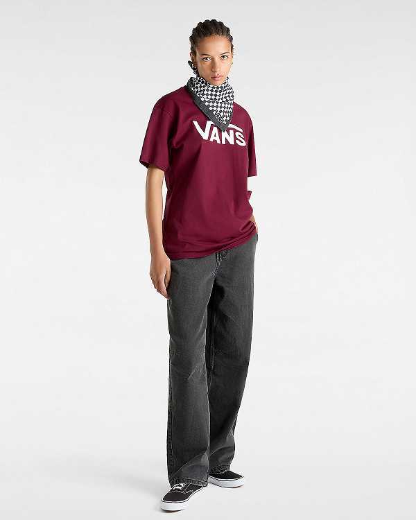 Burgundy Vans Classic Women T Shirts | VN7296031