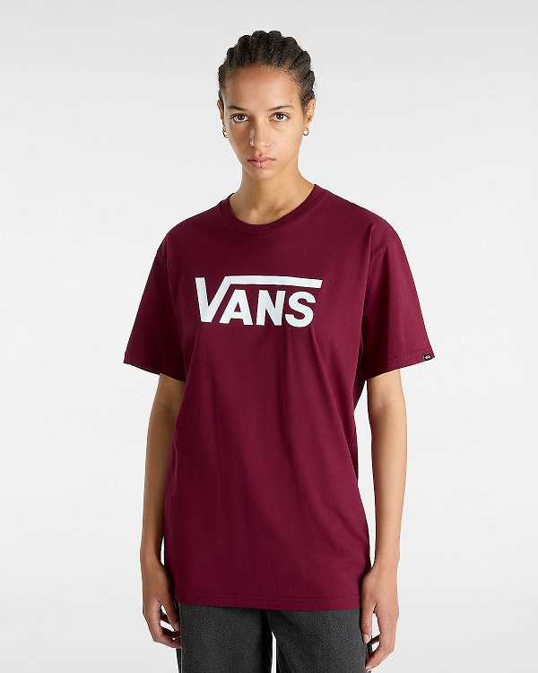 Burgundy Vans Classic Women T Shirts | VN7296031