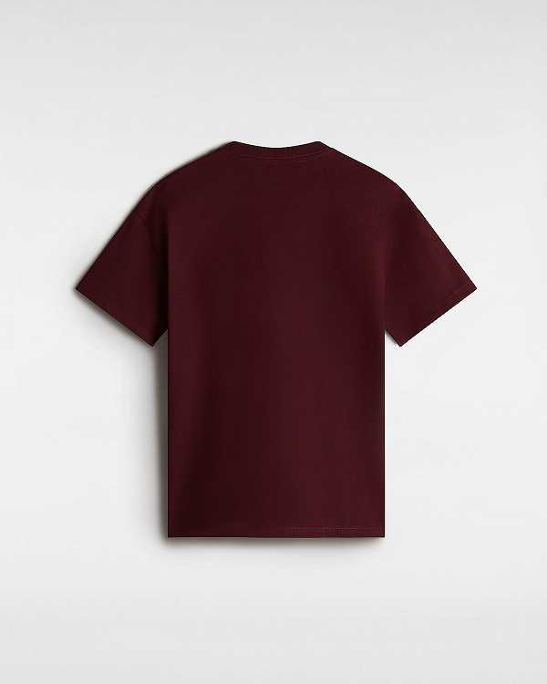 Burgundy Vans Elza Check Women T Shirts | VN3516940