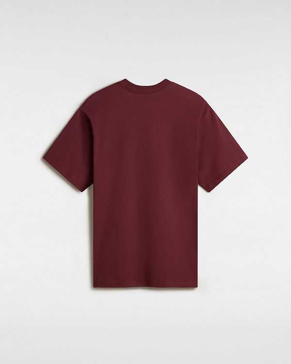 Burgundy Vans Essential Loose Men T Shirts | VN7281906