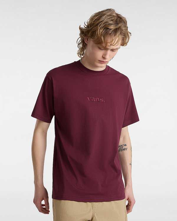 Burgundy Vans Essential Loose Men T Shirts | VN7281906