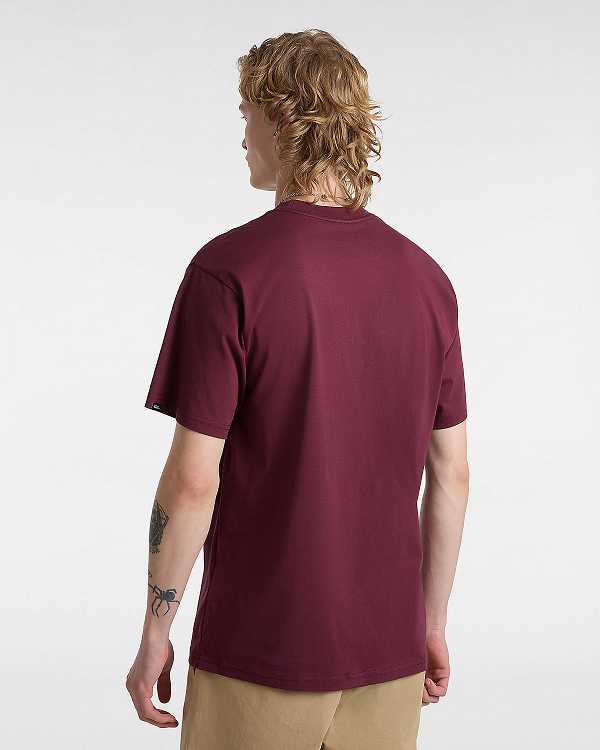 Burgundy Vans Essential Loose Men T Shirts | VN7281906