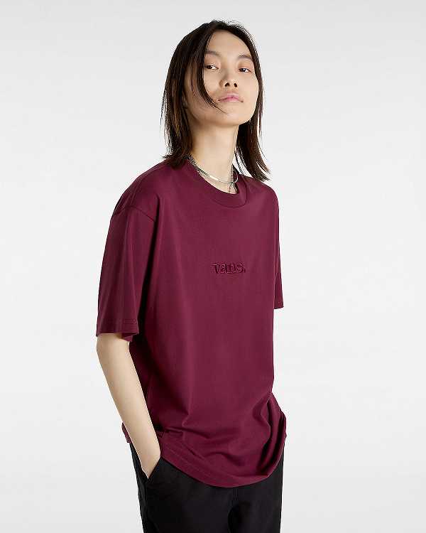 Burgundy Vans Essential Loose Men T Shirts | VN7281906