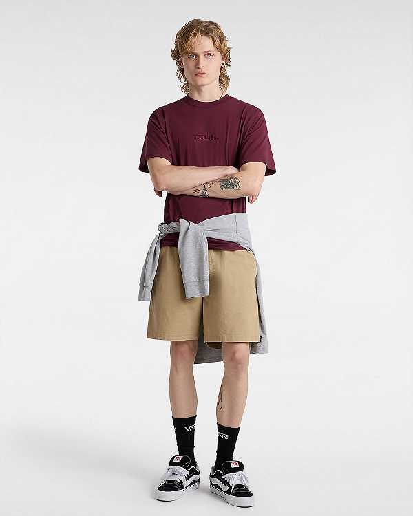 Burgundy Vans Essential Loose Women T Shirts | VN9184320