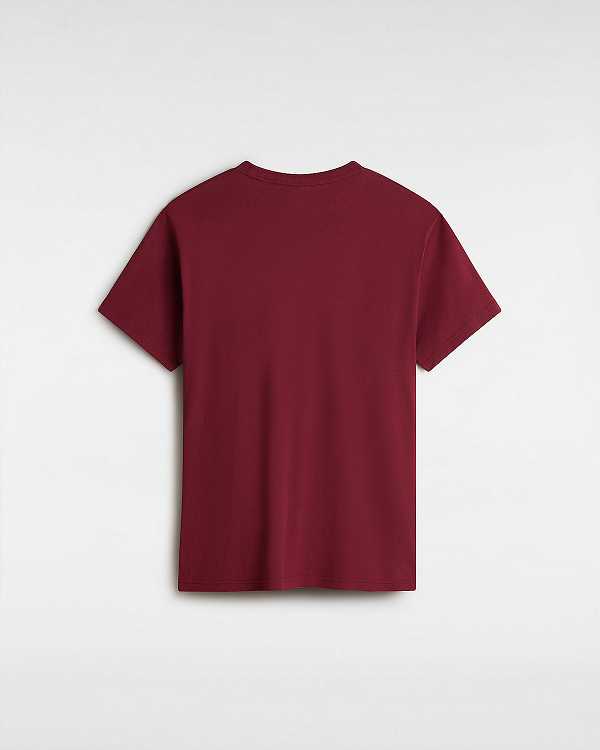 Burgundy Vans Left Chest Logo Women T Shirts | VN0527436