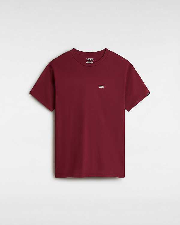 Burgundy Vans Left Chest Logo Women T Shirts | VN0527436