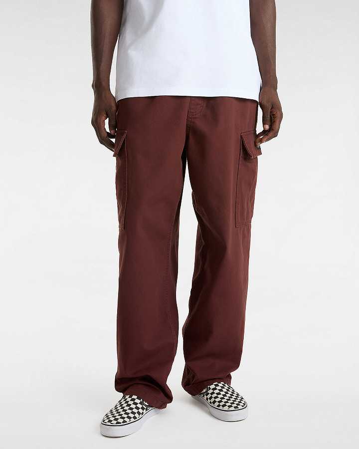 Burgundy Vans Range Cargo Baggy Tapered Elastic Men Pants | VN6915780