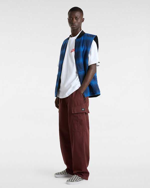 Burgundy Vans Range Cargo Baggy Tapered Elastic Men Pants | VN6915780