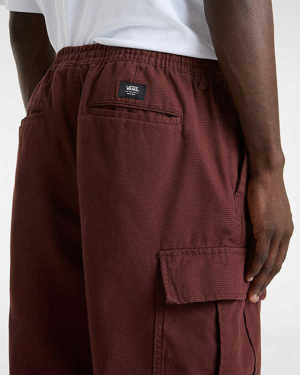 Burgundy Vans Range Cargo Baggy Tapered Elastic Men Pants | VN6915780