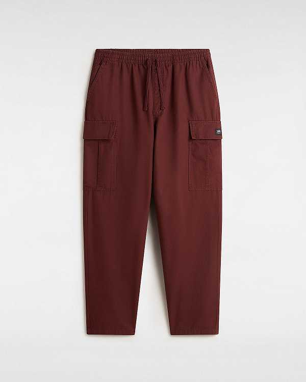 Burgundy Vans Range Cargo Baggy Tapered Elastic Men Pants | VN6915780