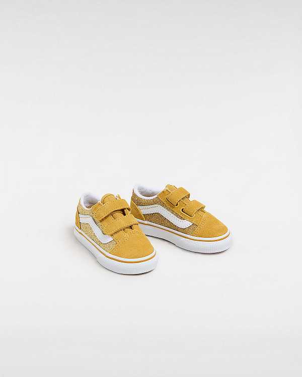 Gold Vans Old Skool Glitter (1-4 Years) Kids' Sneakers | VN3642850