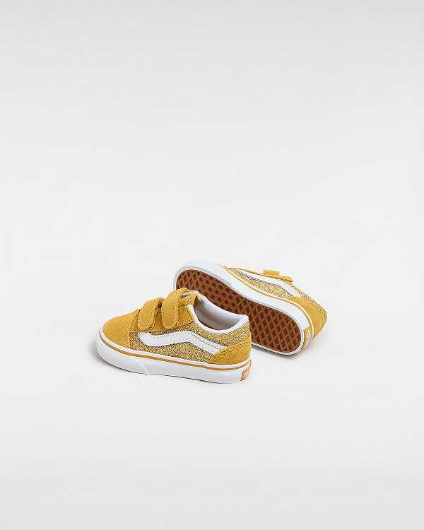 Gold Vans Old Skool Glitter (1-4 Years) Kids' Sneakers | VN3642850