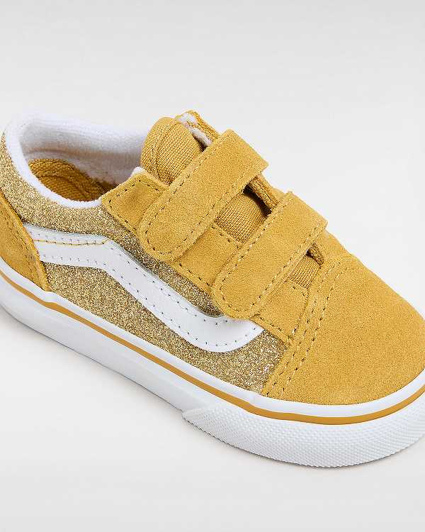 Gold Vans Old Skool Glitter (1-4 Years) Kids' Sneakers | VN3642850