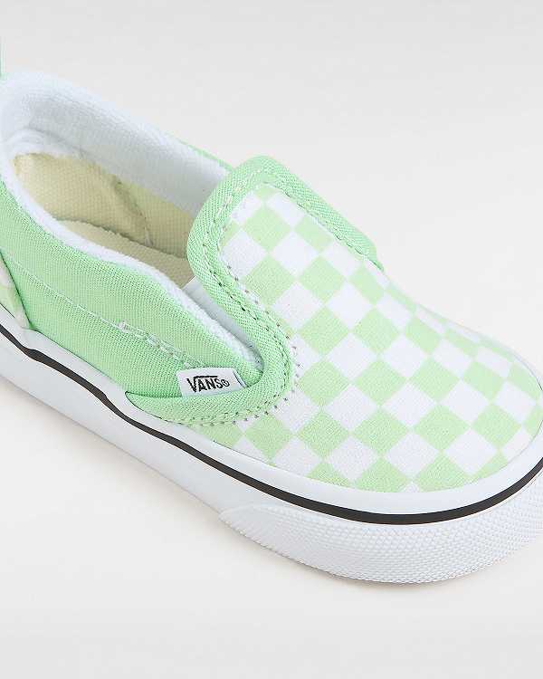 Green Vans Checkerboard (1-4 years) Kids' Slip On Shoes | VN0934851