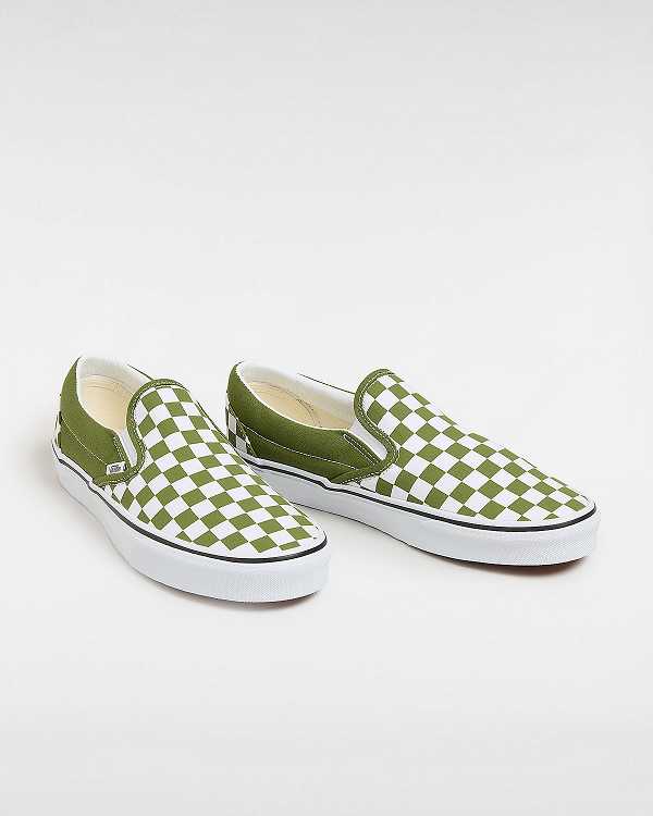 Green Vans Classic Checkerboard Women Slip On Shoes | VN0671832