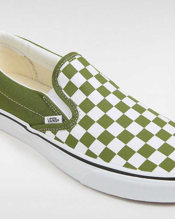 Green Vans Classic Checkerboard Women Slip On Shoes | VN0671832