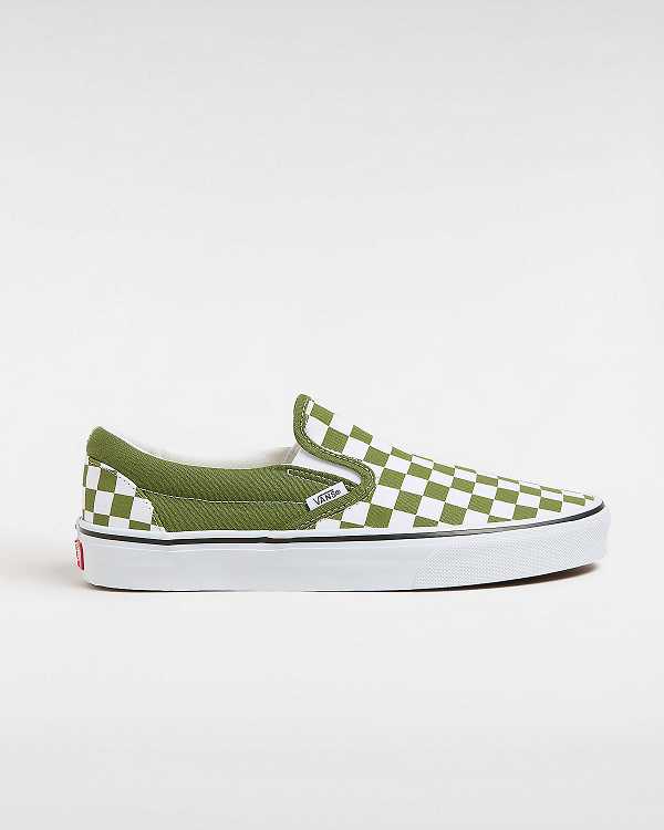 Green Vans Classic Checkerboard Women Slip On Shoes | VN0671832