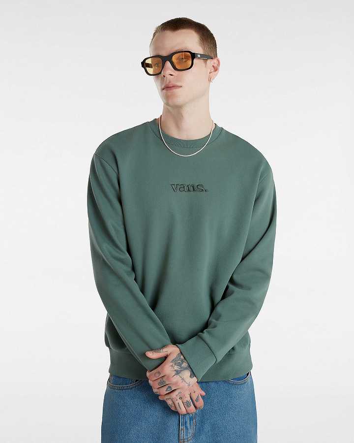 Green Vans Essential Relaxed Crew Men Sweatshirt | VN9476012