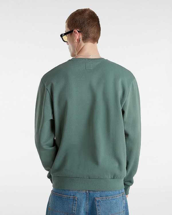 Green Vans Essential Relaxed Crew Men Sweatshirt | VN9476012