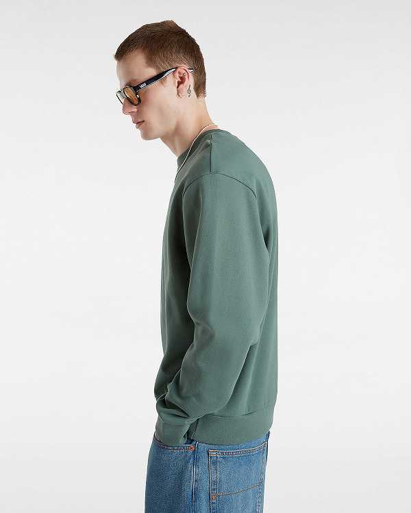 Green Vans Essential Relaxed Crew Men Sweatshirt | VN9476012