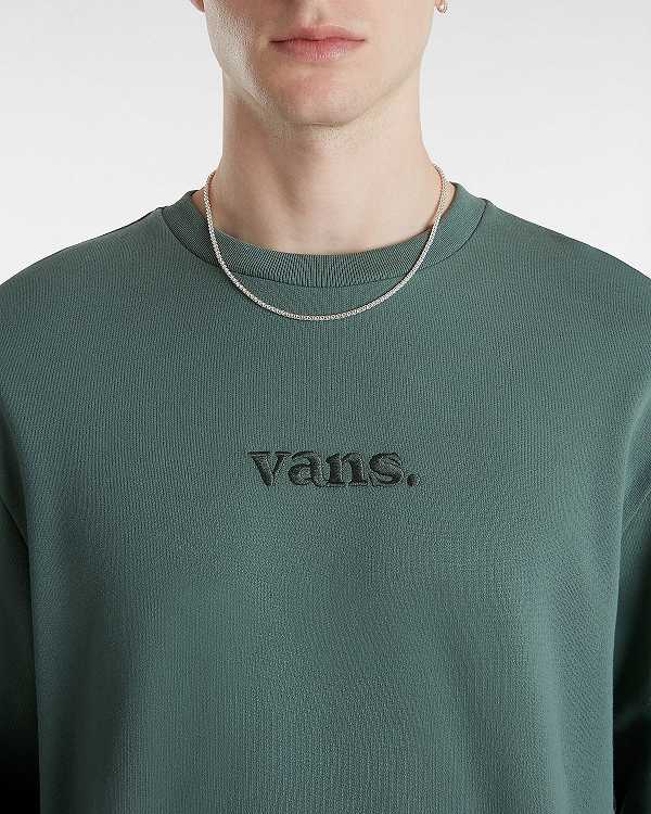 Green Vans Essential Relaxed Crew Men Sweatshirt | VN9476012