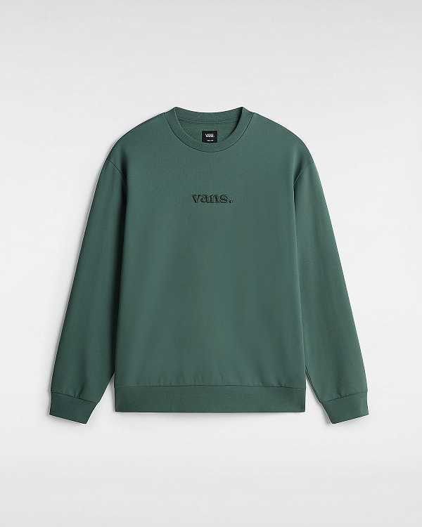 Green Vans Essential Relaxed Crew Men Sweatshirt | VN9476012