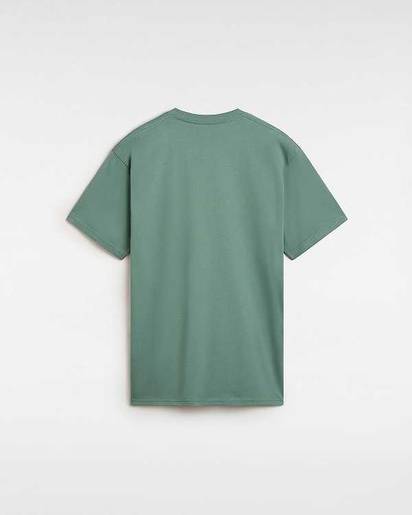 Green Vans Left Chest Logo Men T Shirts | VN4150937