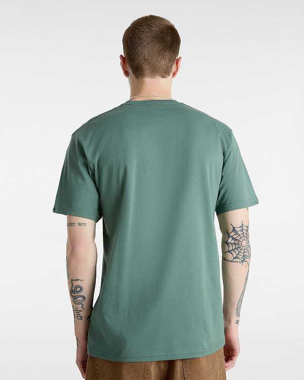 Green Vans Left Chest Logo Men T Shirts | VN4150937