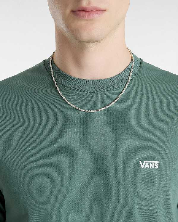 Green Vans Left Chest Logo Men T Shirts | VN4150937