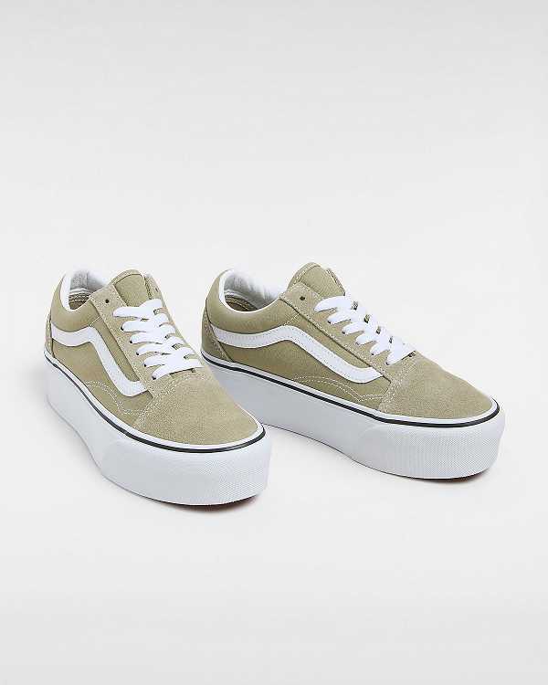 Green Vans Old Skool Women Platform Shoes | VN7438912