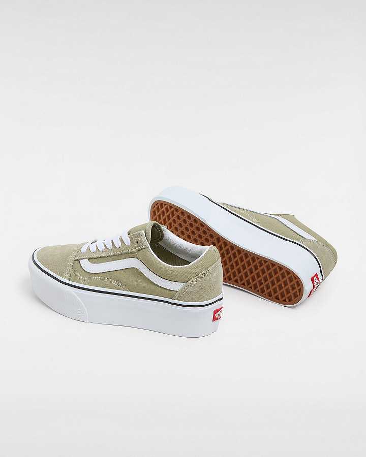 Green Vans Old Skool Women Platform Shoes | VN7438912