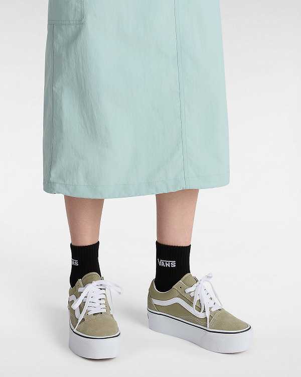 Green Vans Old Skool Women Platform Shoes | VN7438912