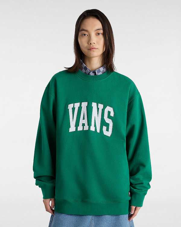 Green Vans Original Standards Varsity Loose Crew Women Sweatshirt | VN3851609